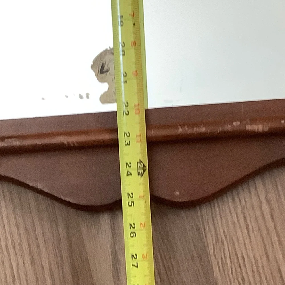 Mid 20th Century Wood Framed Mirror 25” X 15” Wall Hanging